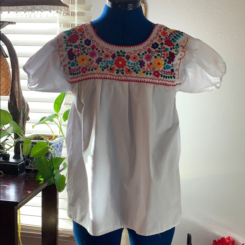 Mexican embroidery floral top
